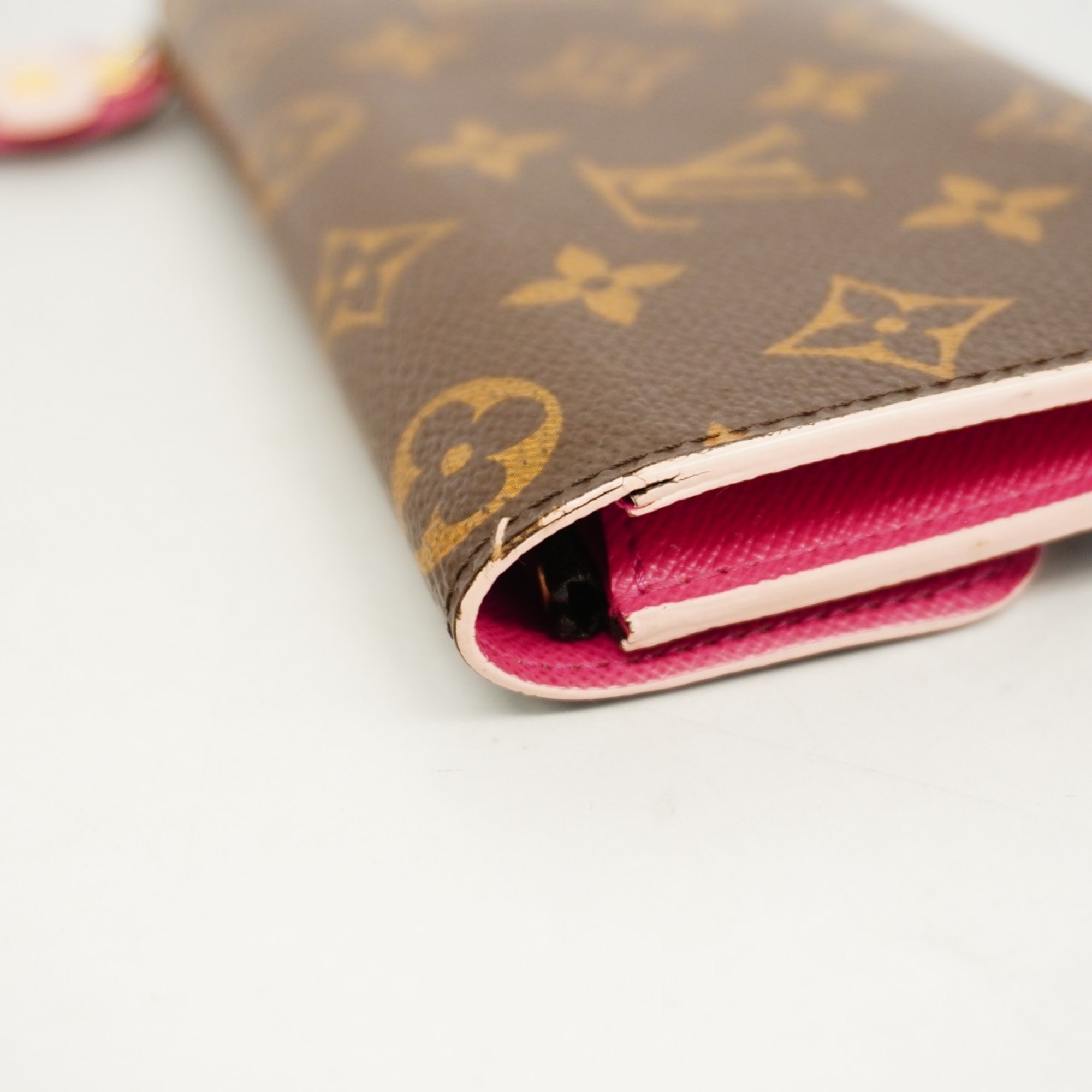 Louis Vuitton Long Wallet Monogram Portefeuille Emily M64202 Rose Ballerine Ladies