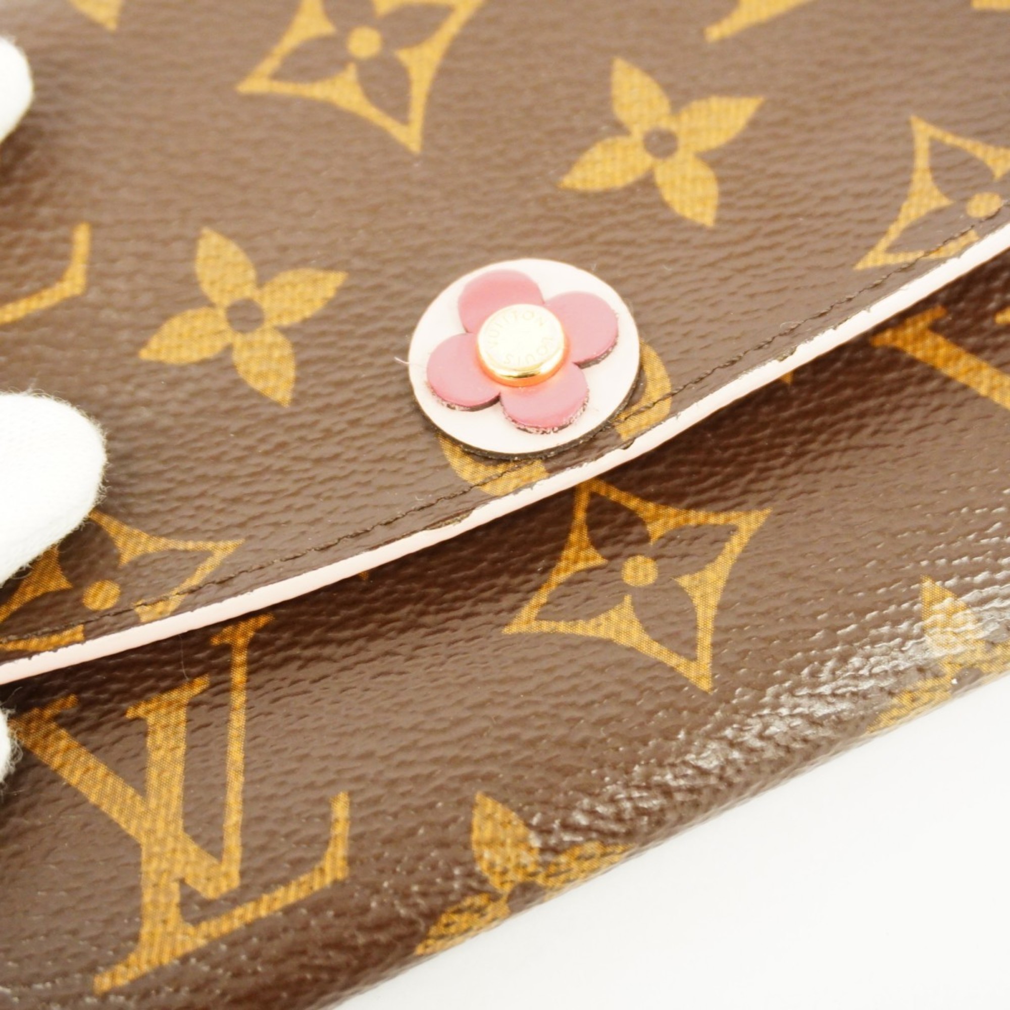 Louis Vuitton Long Wallet Monogram Portefeuille Emily M64202 Rose Ballerine Ladies