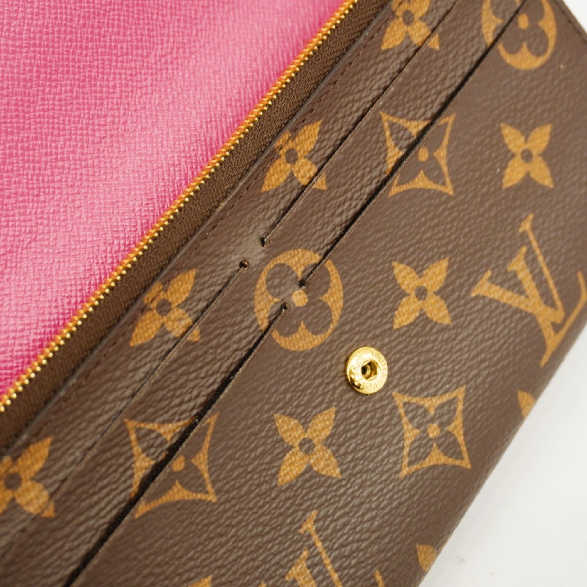 Louis Vuitton Long Wallet Monogram Portefeuille Emily M64202 Rose Ballerine Ladies