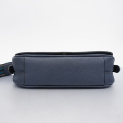 Prada Shoulder Bag Leather Navy Women's