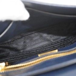 Prada Shoulder Bag Leather Navy Women's