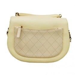 Chanel Shoulder Bag Matelasse Leather White Women's