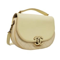 Chanel Shoulder Bag Matelasse Leather White Women's