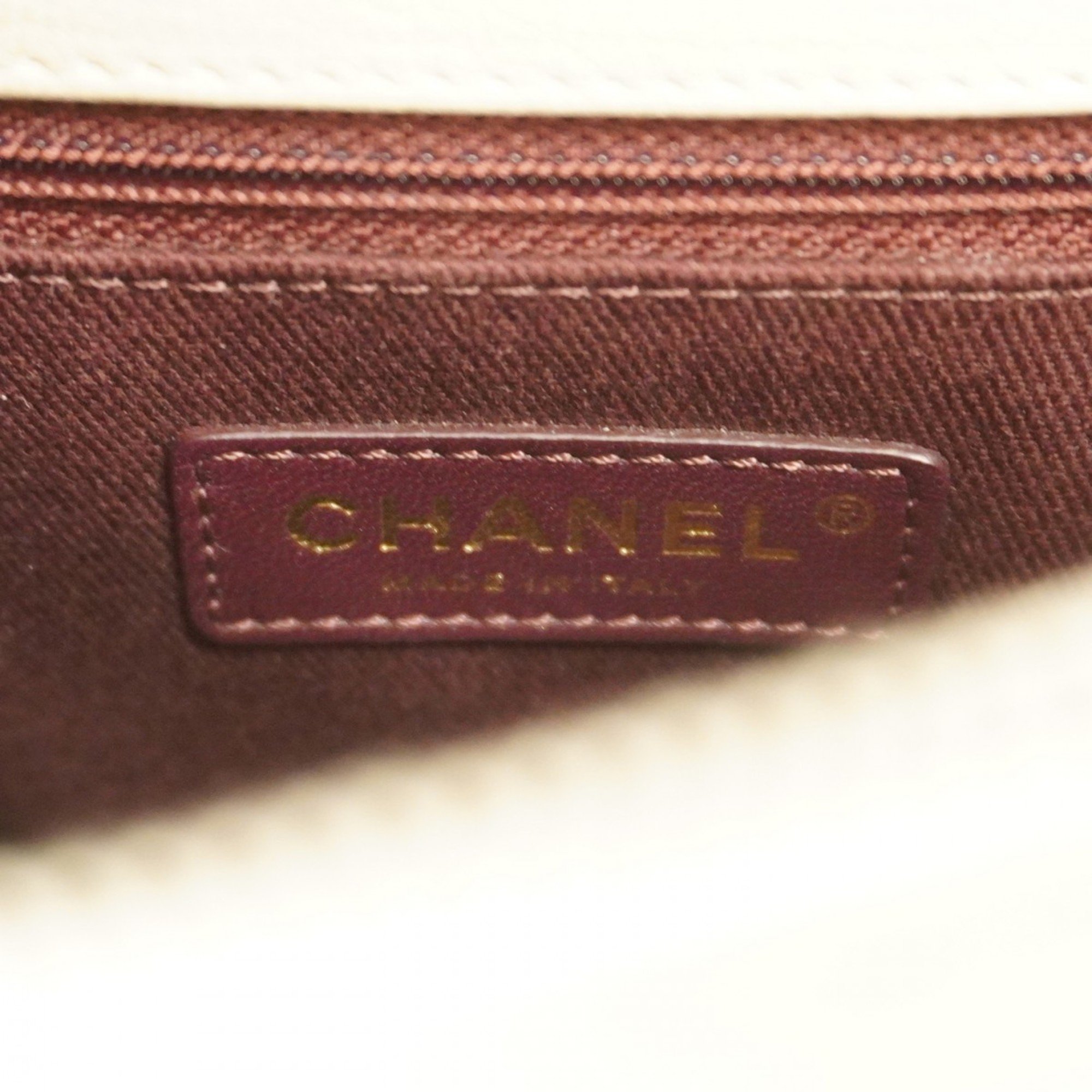 Chanel Shoulder Bag Matelasse Leather White Women's