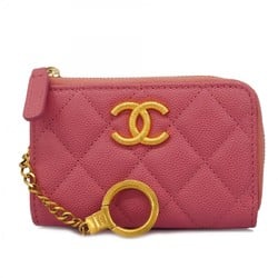 Chanel Wallet/Coin Case Matelasse Caviar Skin Pink Women's