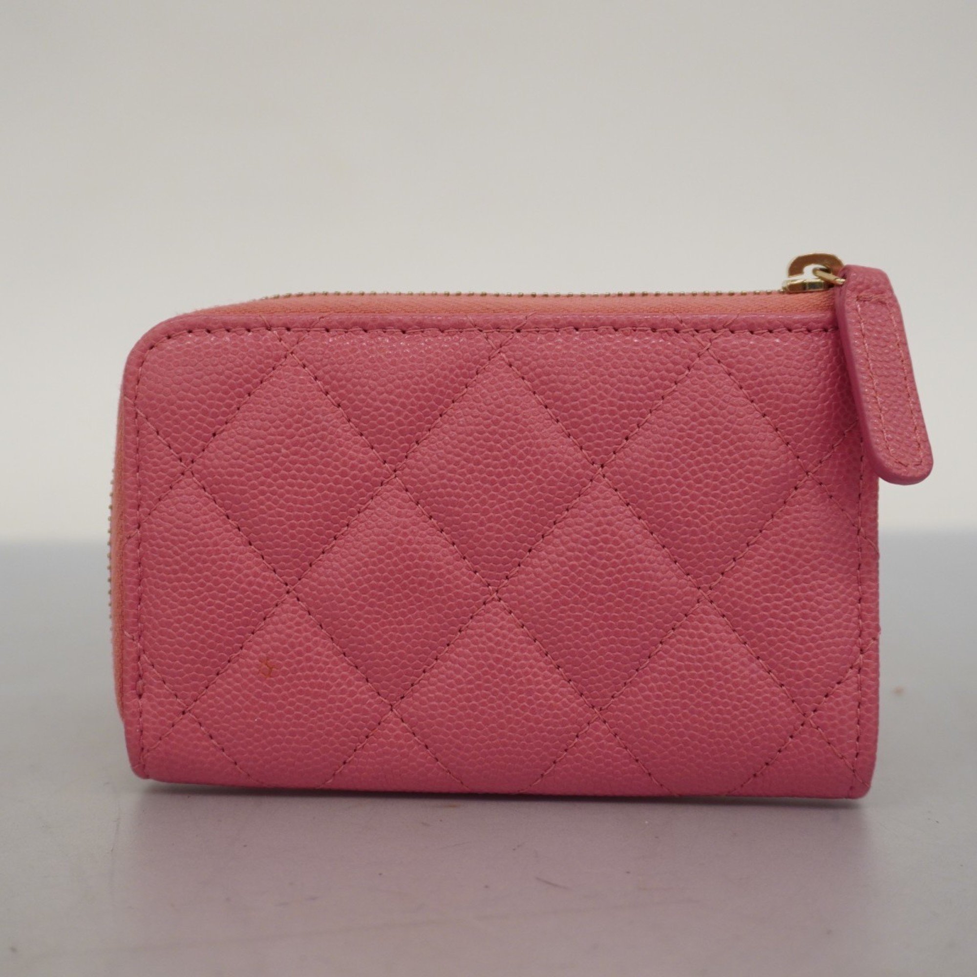 Chanel Wallet/Coin Case Matelasse Caviar Skin Pink Women's