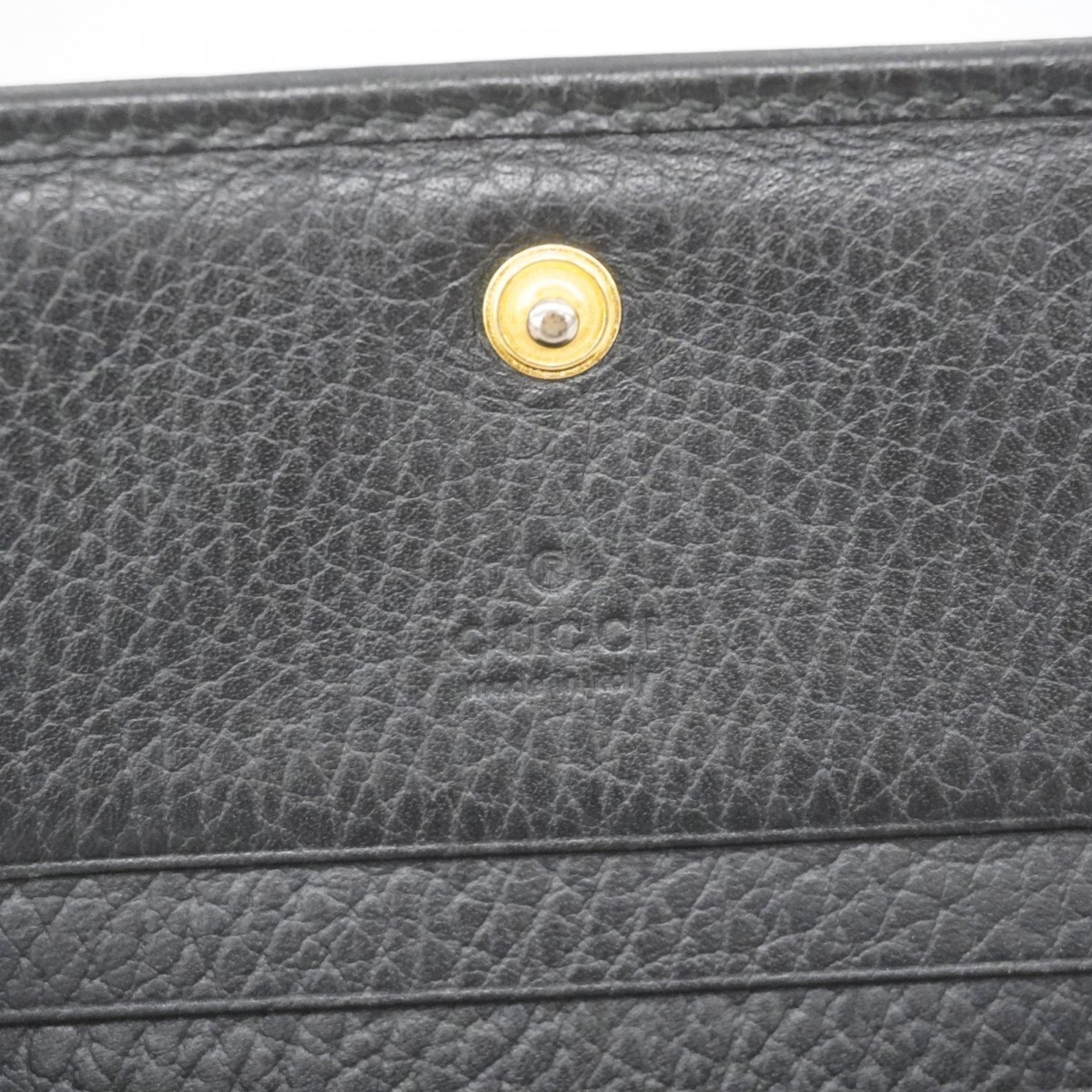 Gucci Wallet GG Marmont 456126 Leather Black Women's