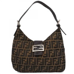 Fendi Shoulder Bag Zucca Nylon Canvas Brown Women's