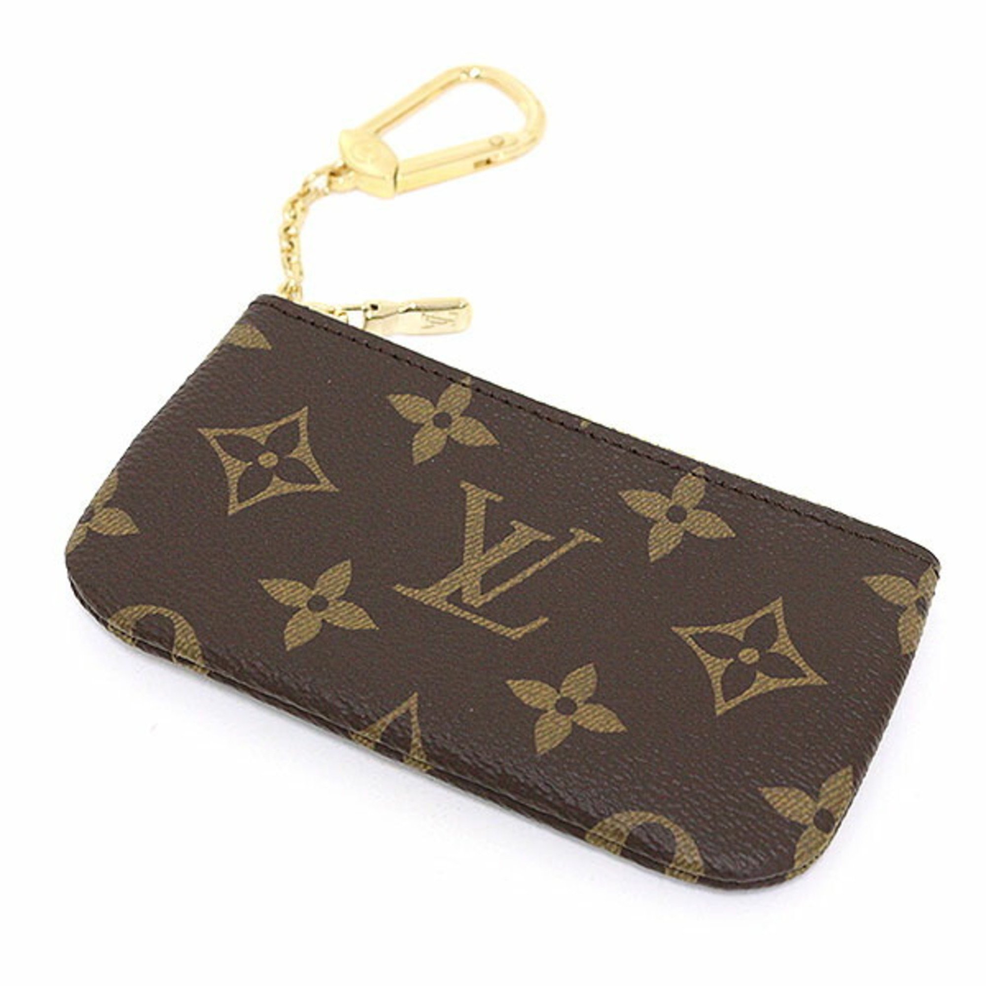 Louis Vuitton Card Key Case Pochette Cle Monogram M62650 Chain with Hook Coin Small Wallet