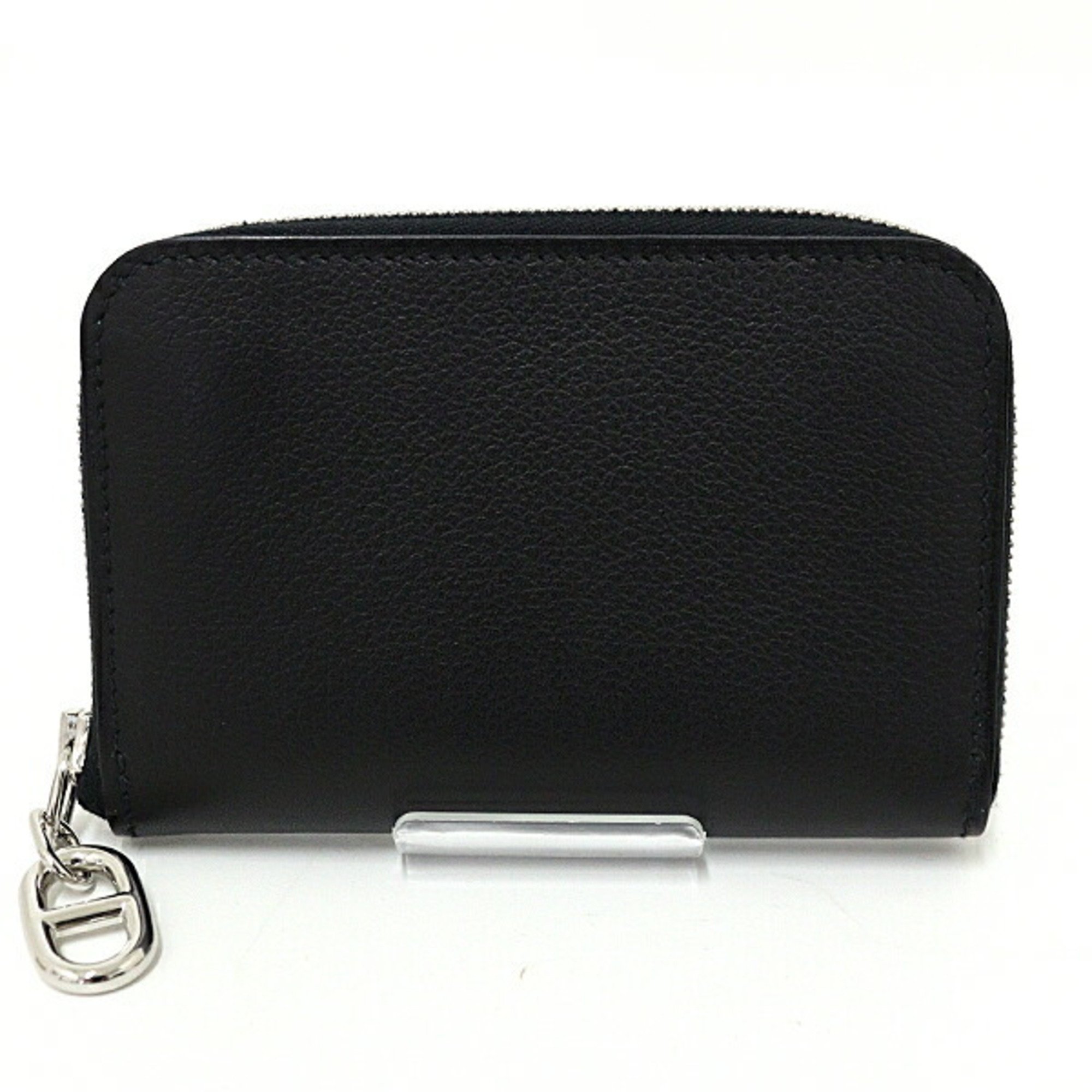 Hermes HERMES Zip Ango Coin Case Card Chaine d'Ancre Evergrain Black B Engraved Business