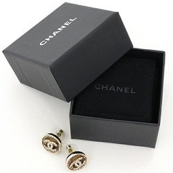 CHANEL Coco Mark CC Earrings Strass Metal AB07 Crystal Black Light Gold