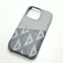 Christian Dior Dior CD Diamond iPhone 13 Pro Case in Grey Calfskin/Canvas with Diamonds