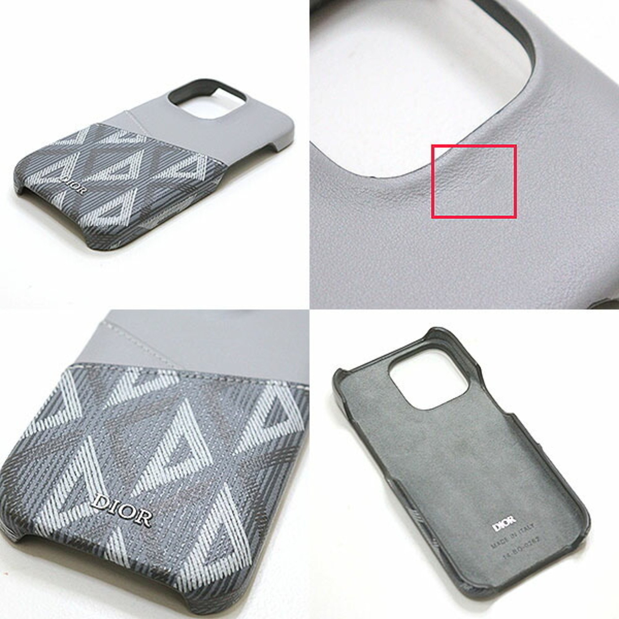 Christian Dior Dior CD Diamond iPhone 13 Pro Case in Grey Calfskin/Canvas with Diamonds