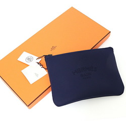 Hermes Neoban PM Pouch Clutch Bag Blue Marine Navy Nylon Polyurethane