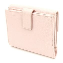 Salvatore Ferragamo Bi-fold Wallet Light Pink Leather Compact W Double Opening Women's