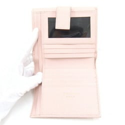 Salvatore Ferragamo Bi-fold Wallet Light Pink Leather Compact W Double Opening Women's