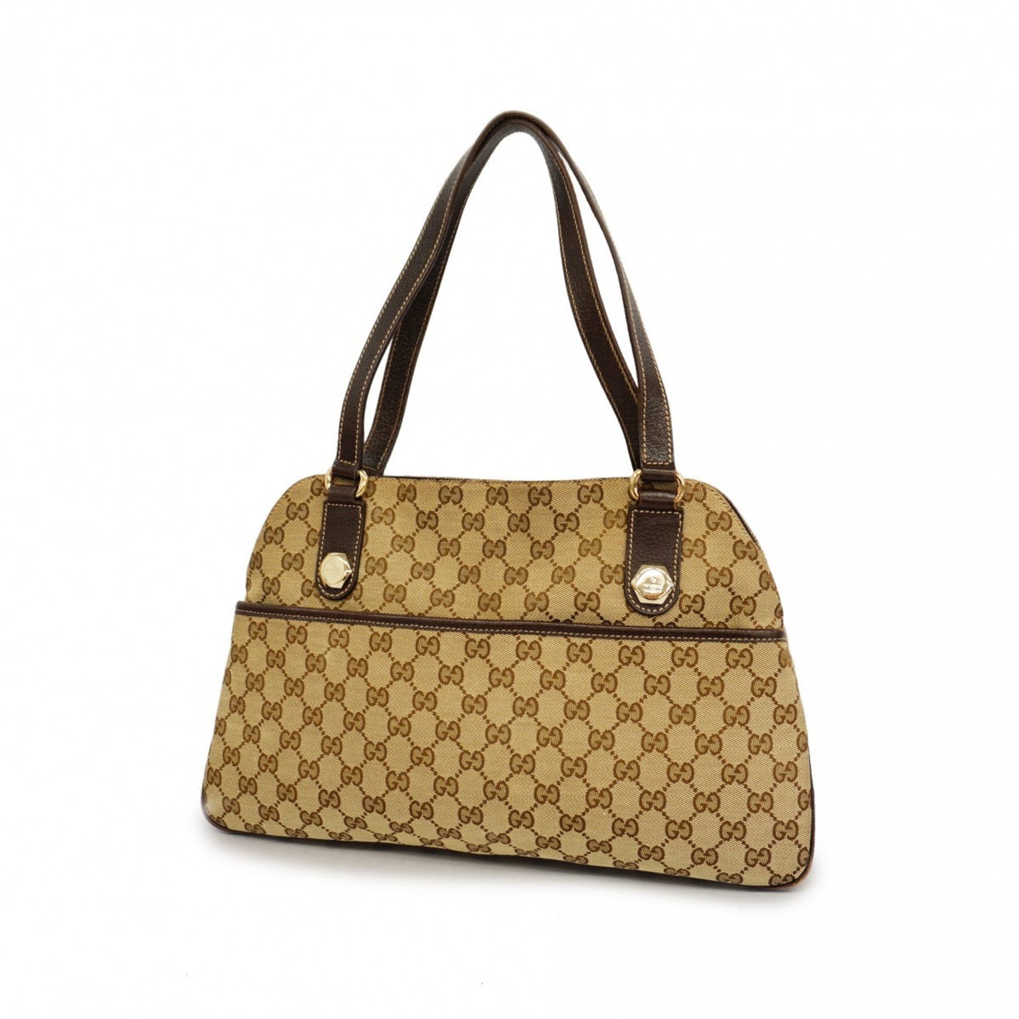 Gucci Tote Bag GG Canvas 163288 Brown Champagne Women's