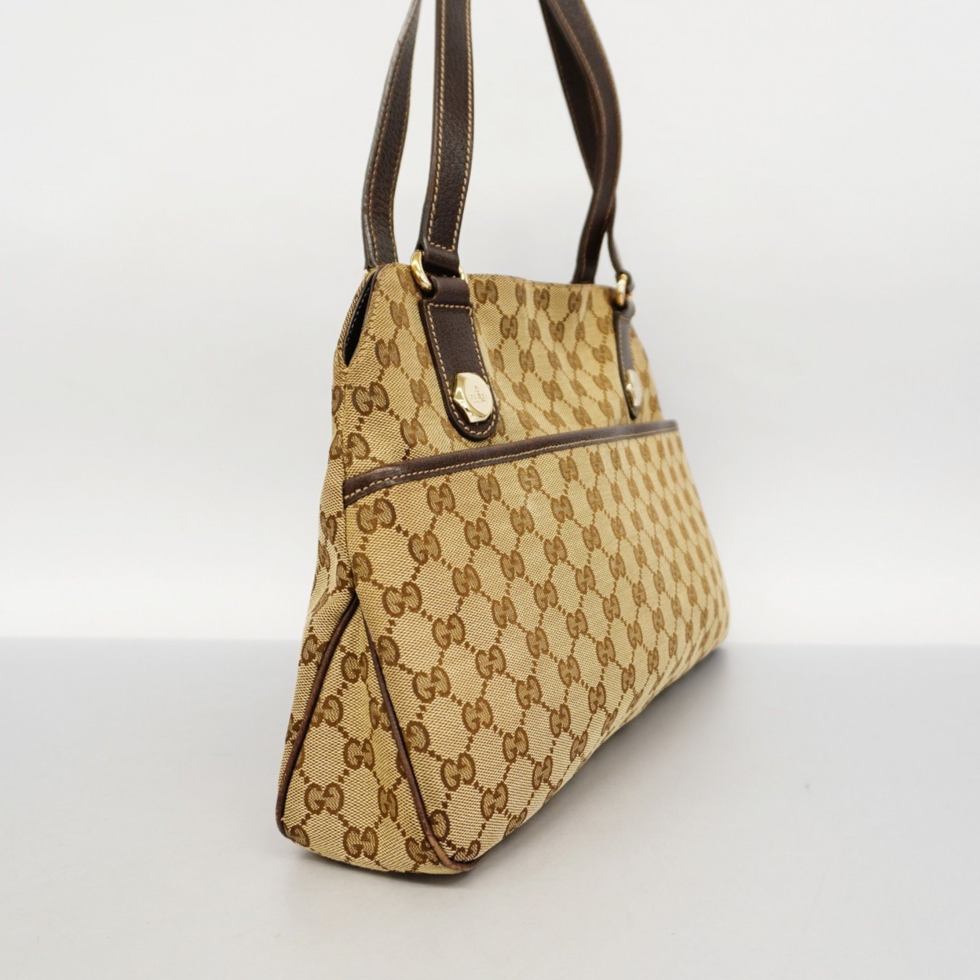 Gucci Tote Bag GG Canvas 163288 Brown Champagne Women's