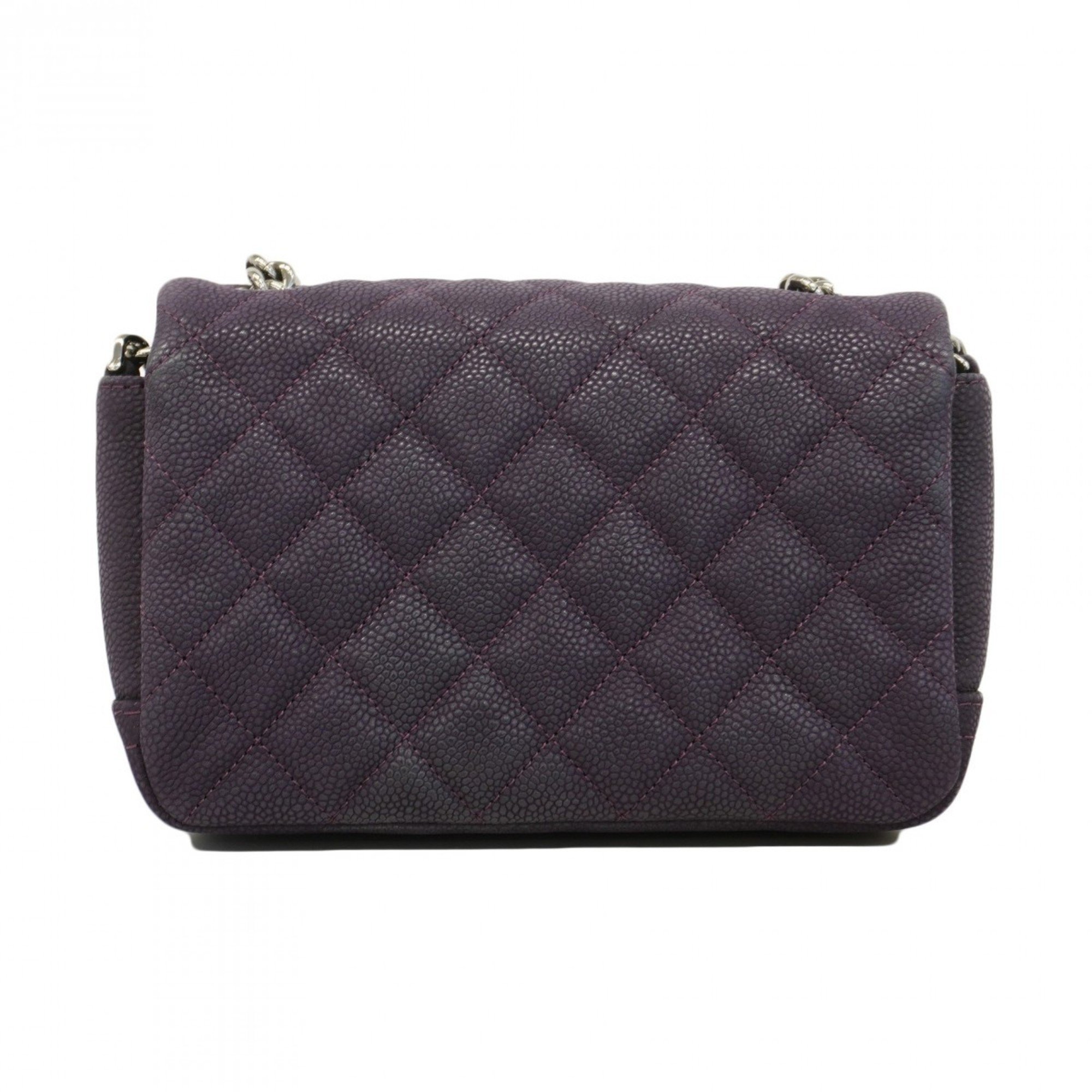 Chanel Shoulder Bag Matelasse Caviar Skin Purple Women's