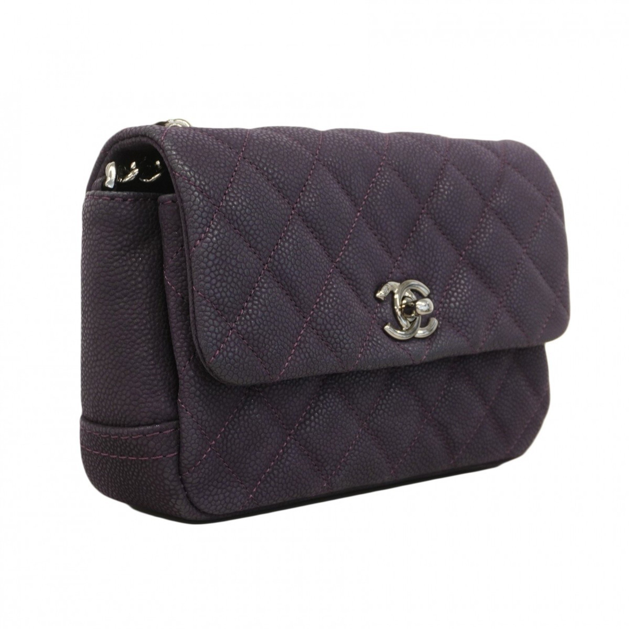 Chanel Shoulder Bag Matelasse Caviar Skin Purple Women's