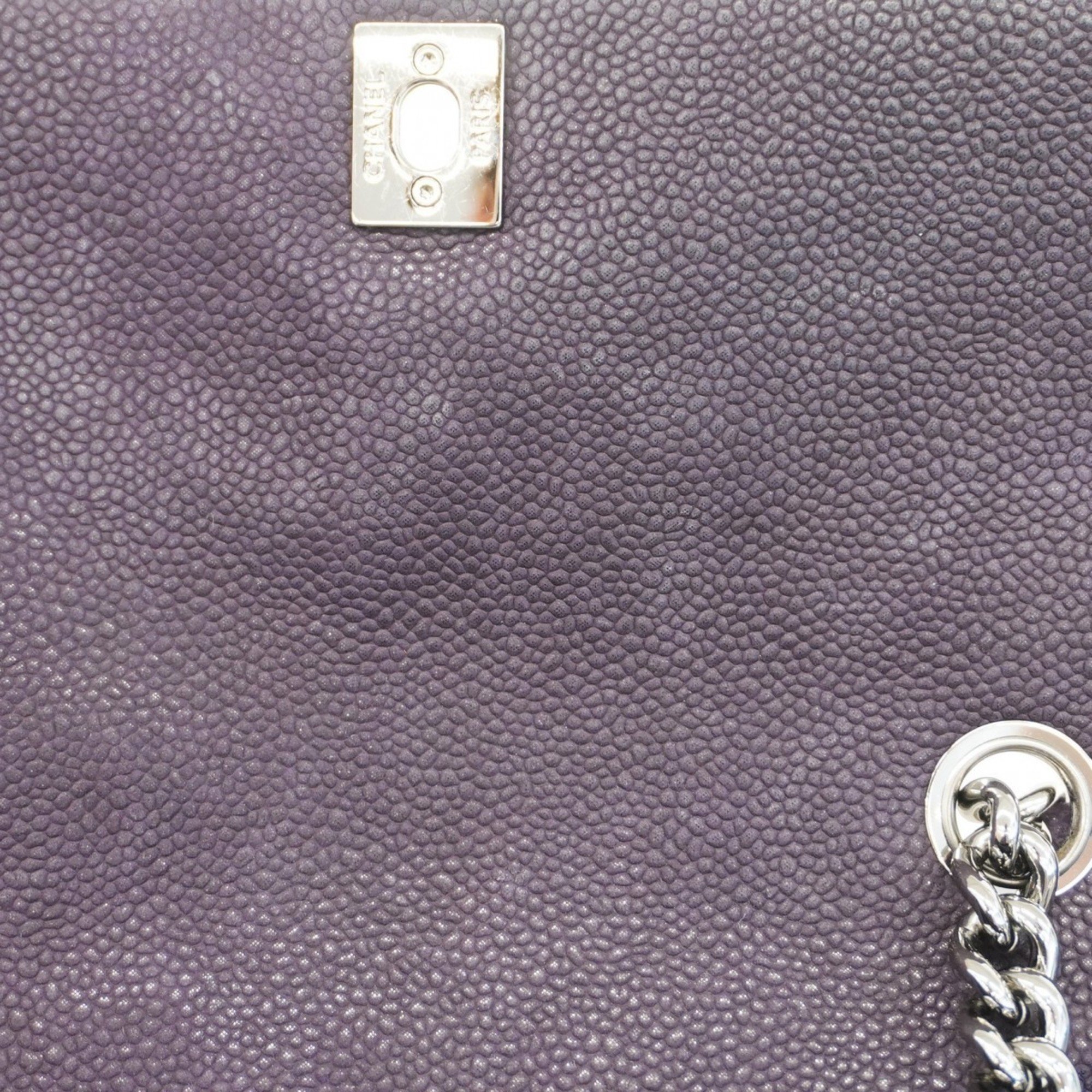 Chanel Shoulder Bag Matelasse Caviar Skin Purple Women's