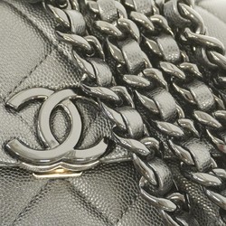 Chanel Shoulder Bag Matelasse Caviar Skin Black Women's