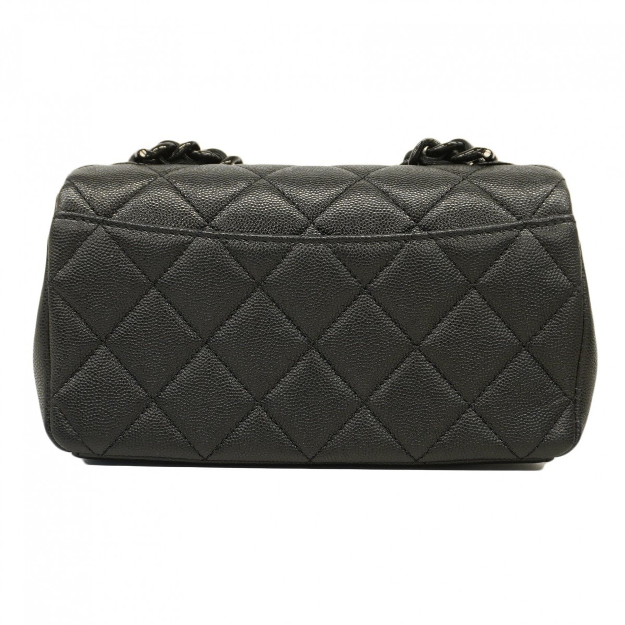 Chanel Shoulder Bag Matelasse Caviar Skin Black Women's