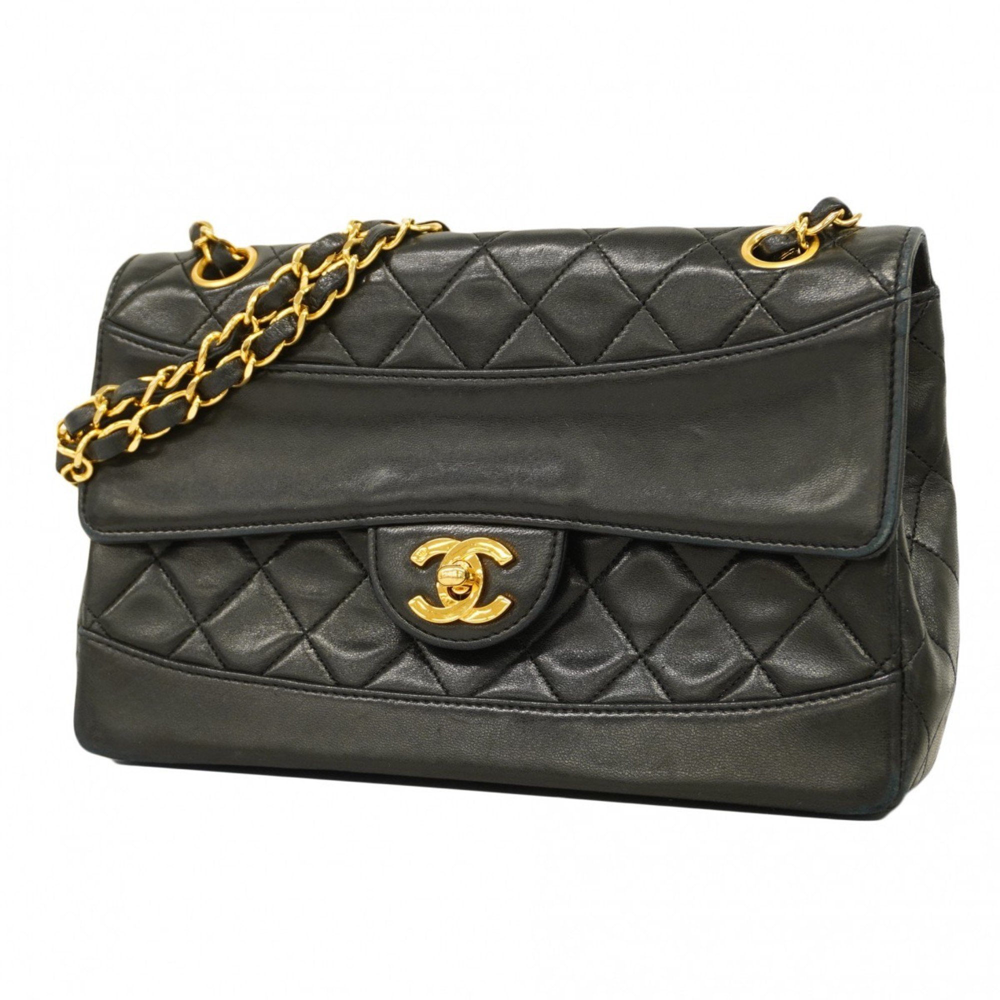 Chanel Shoulder Bag Matelasse Lambskin Black Women's