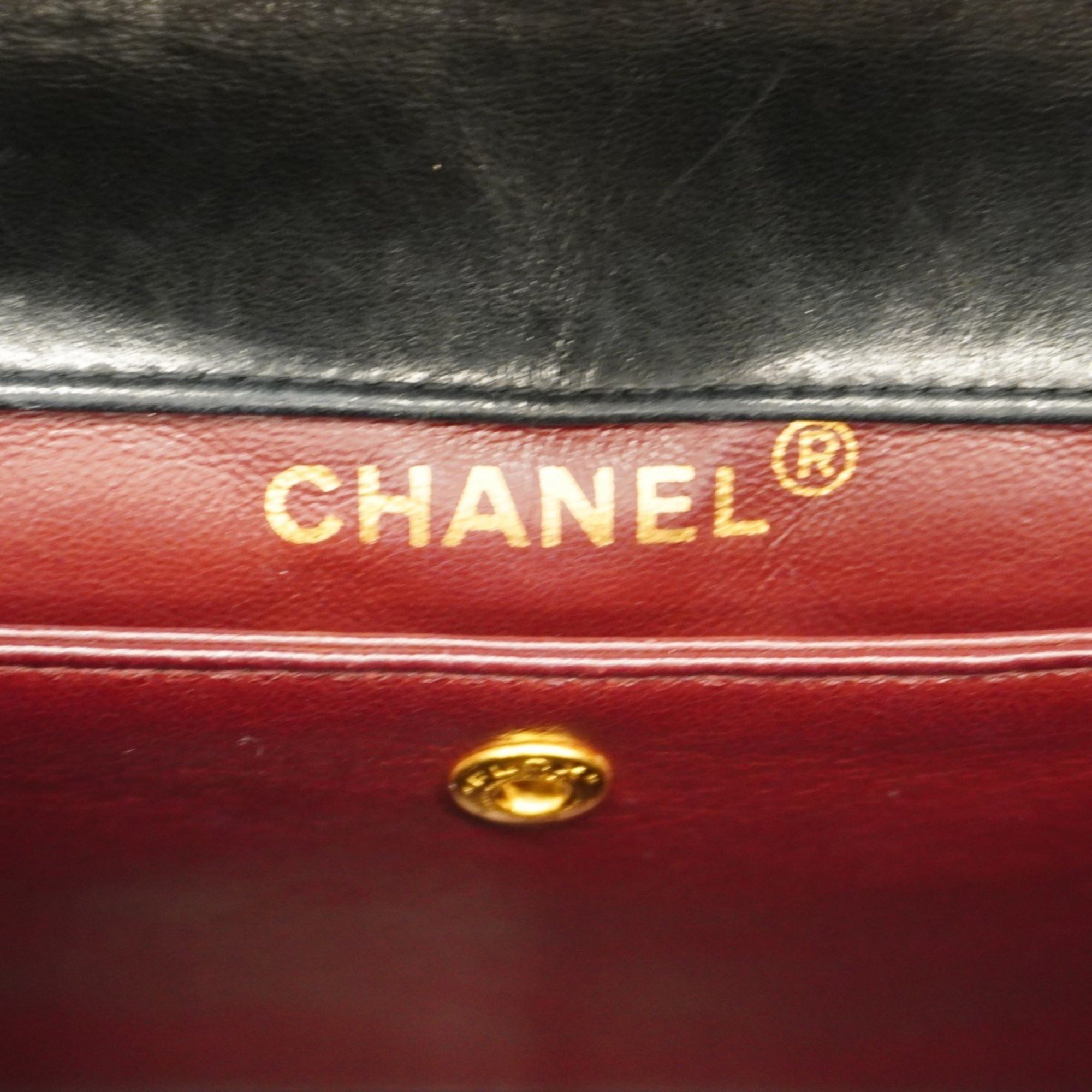 Chanel Shoulder Bag Matelasse Lambskin Black Women's