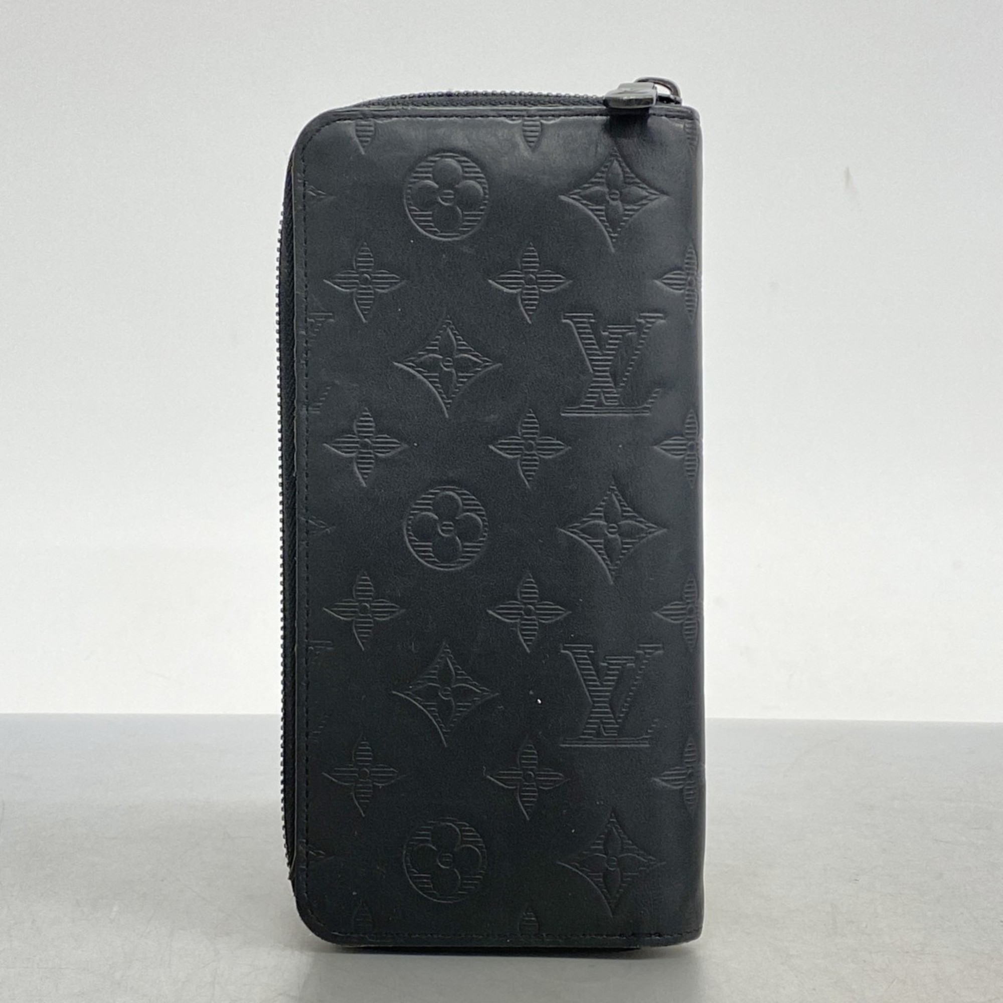 Louis Vuitton Long Wallet Monogram Shadow Zippy Vertical M62902 Noir Men's