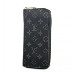 Louis Vuitton Long Wallet Monogram Eclipse Zippy Vertical M62295 Black Men's