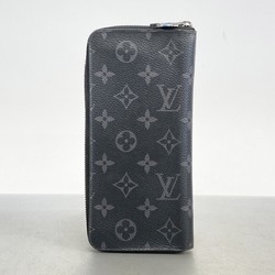 Louis Vuitton Long Wallet Monogram Eclipse Zippy Vertical M62295 Black Men's