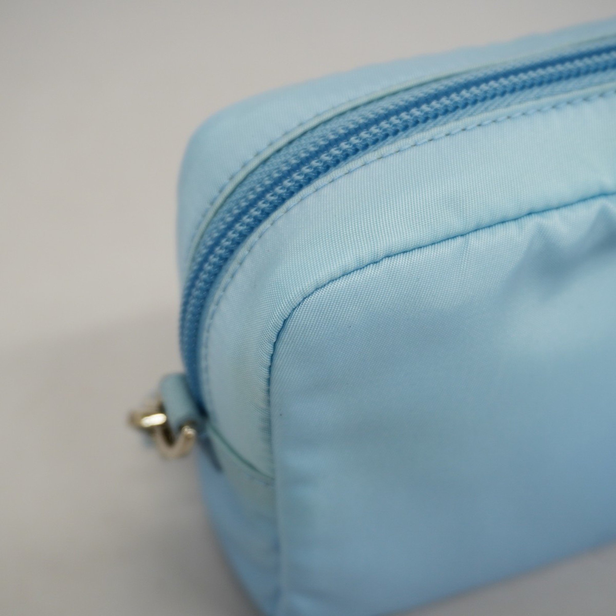 Prada pouch nylon sky blue ladies