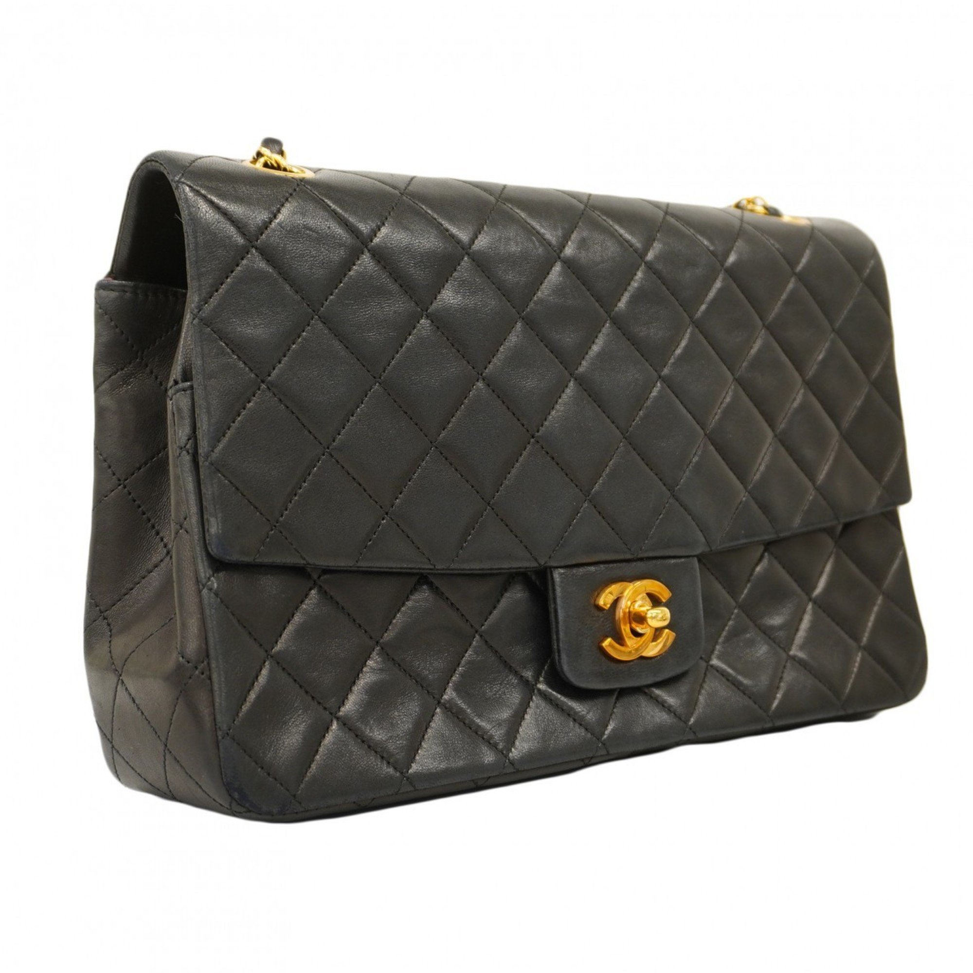 Chanel Shoulder Bag Matelasse Lambskin Black Women's