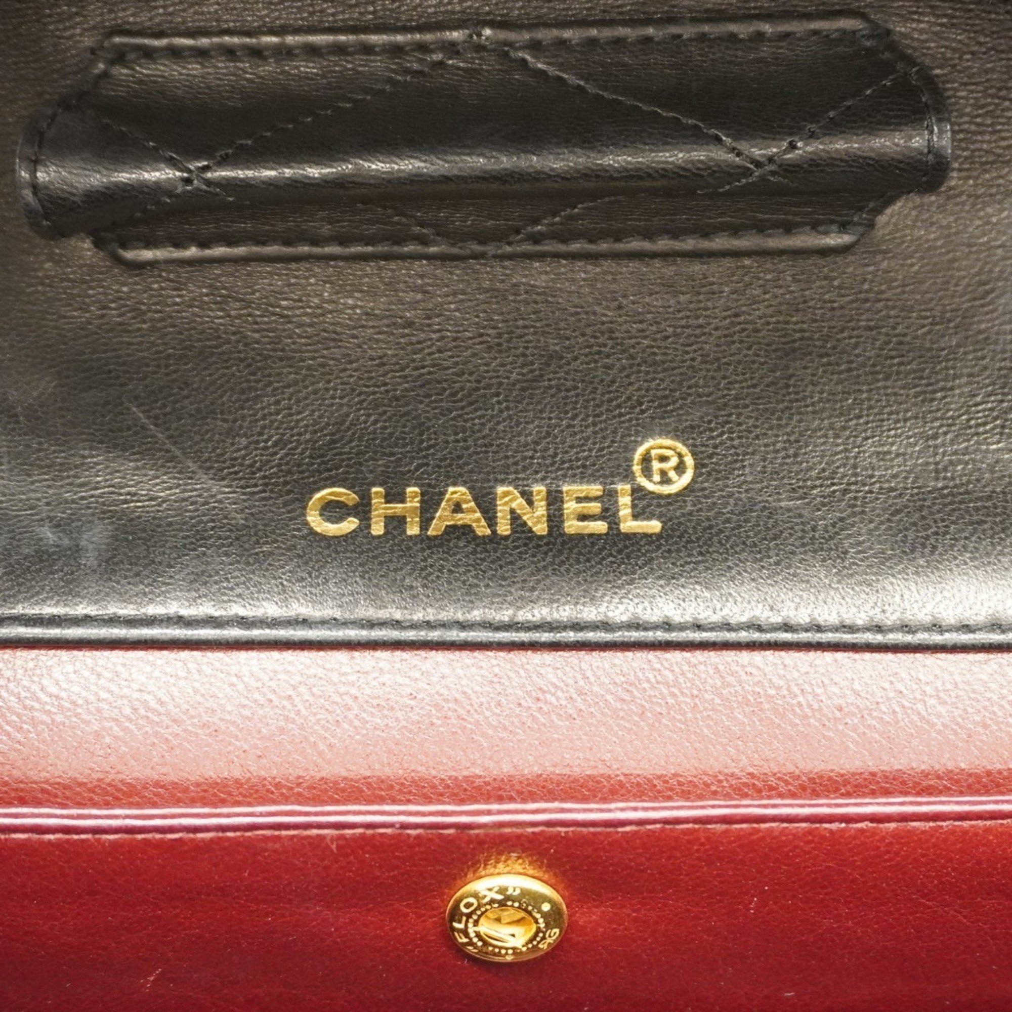 Chanel Shoulder Bag Matelasse Lambskin Black Women's