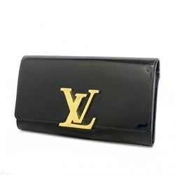 Louis Vuitton Long Wallet Vernis Portefeuille Louise M61316 Noir Women's