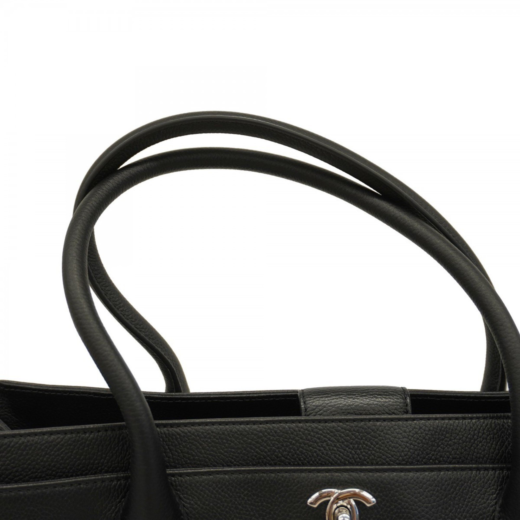 Chanel Tote Bag Executive Leather Black Women's