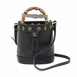 GUCCI Diana Bucket Bag Black/Grey 724667 Bamboo Leather Band