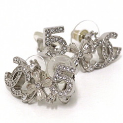 CHANEL Coco Mark Four Leaf Clover No.5 Earrings Strass Metal AB32 Crystal Silver