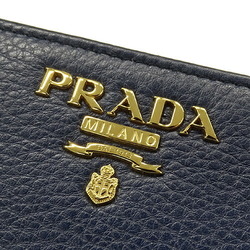 PRADA Women's Wallet, L-Shaped, Leather, Navy, 1ML225