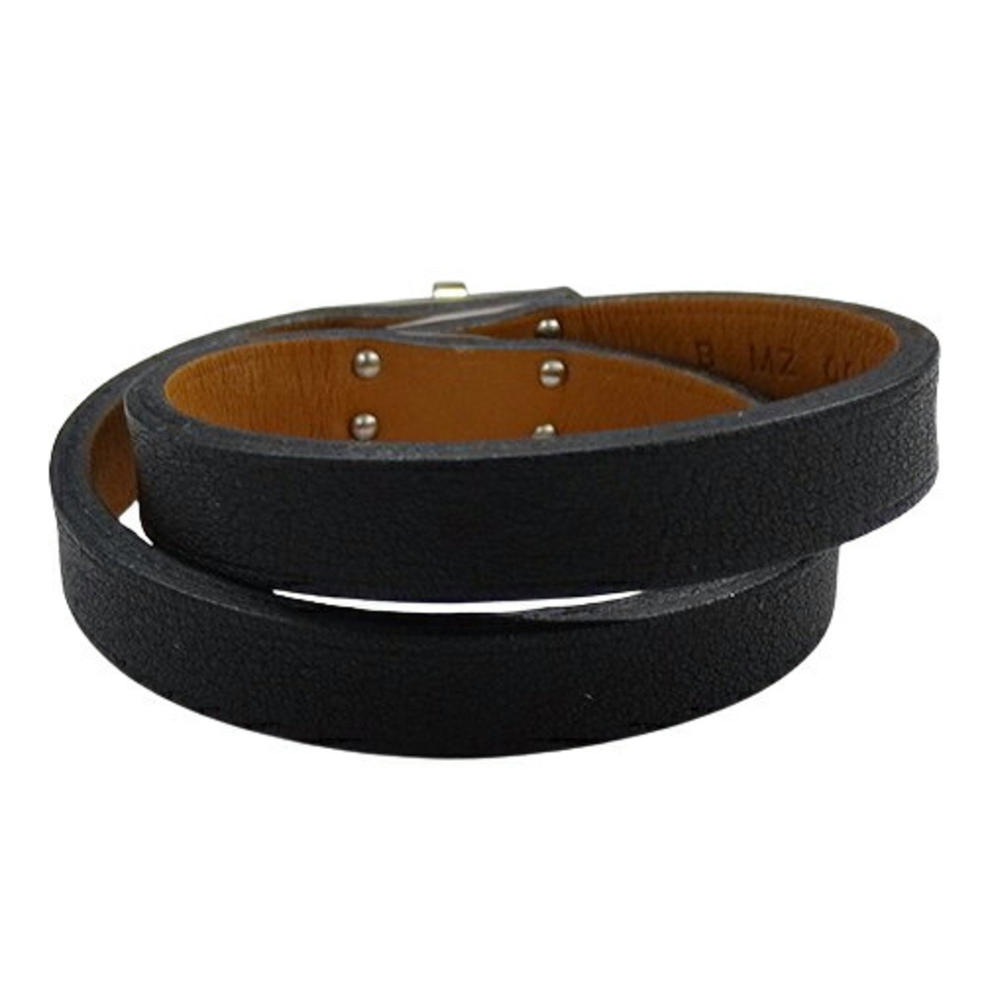 Hermes Kelly Double Tour Bracelet for Women, Leather, Black, T1, B Stamp