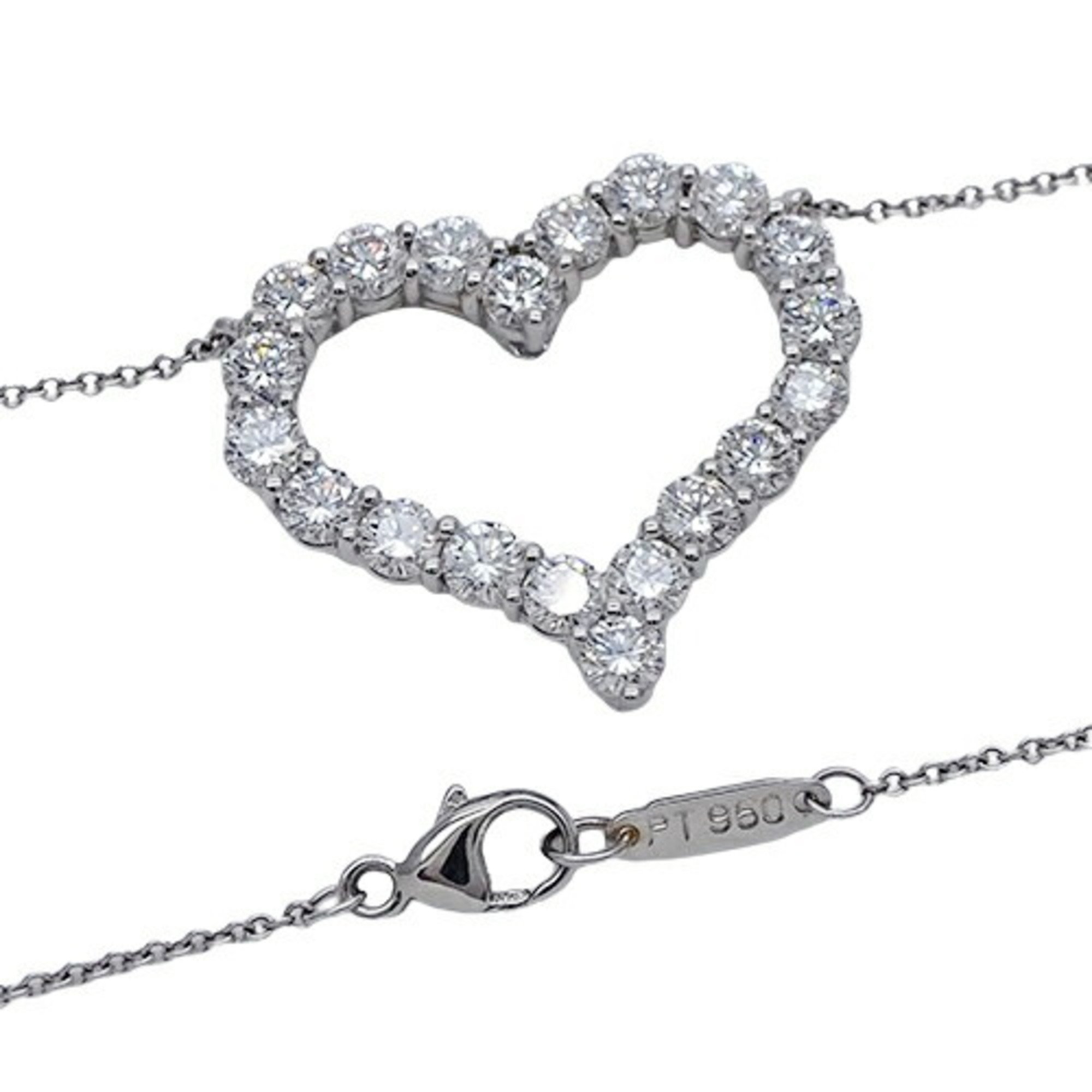 Tiffany & Co. Necklace for Women, Pendant, PT950, Diamond, Sentimental Heart, Large, Platinum