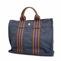 Hermes Tote Bag Foult PM Canvas Navy Women's