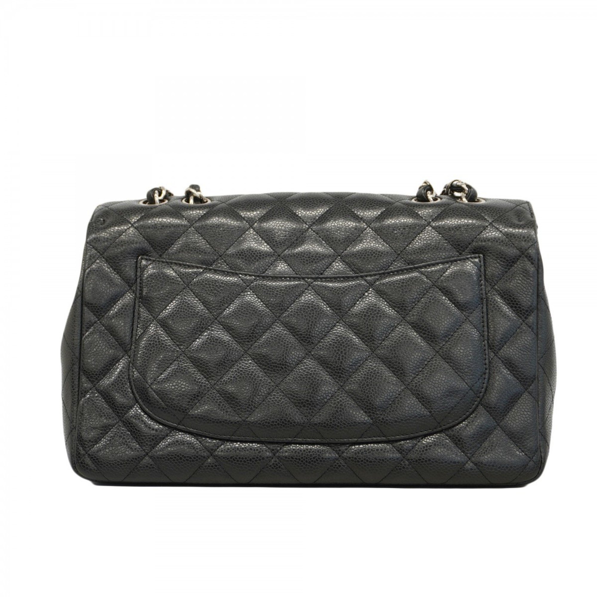 Chanel Shoulder Bag Matelasse Caviar Skin Black Women's