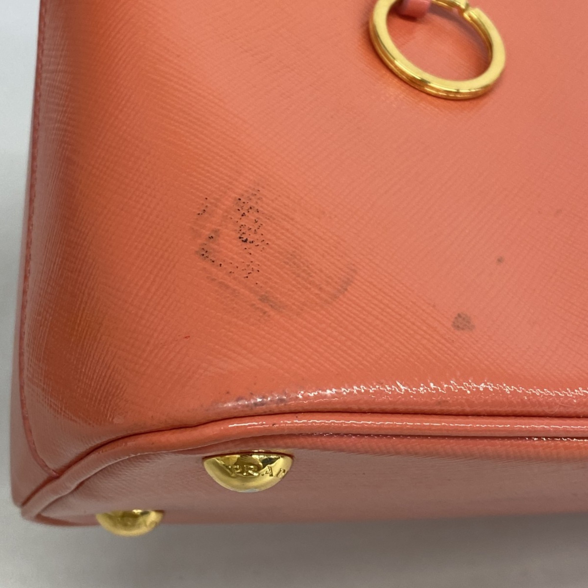 Prada handbag saffiano enamel coral for women