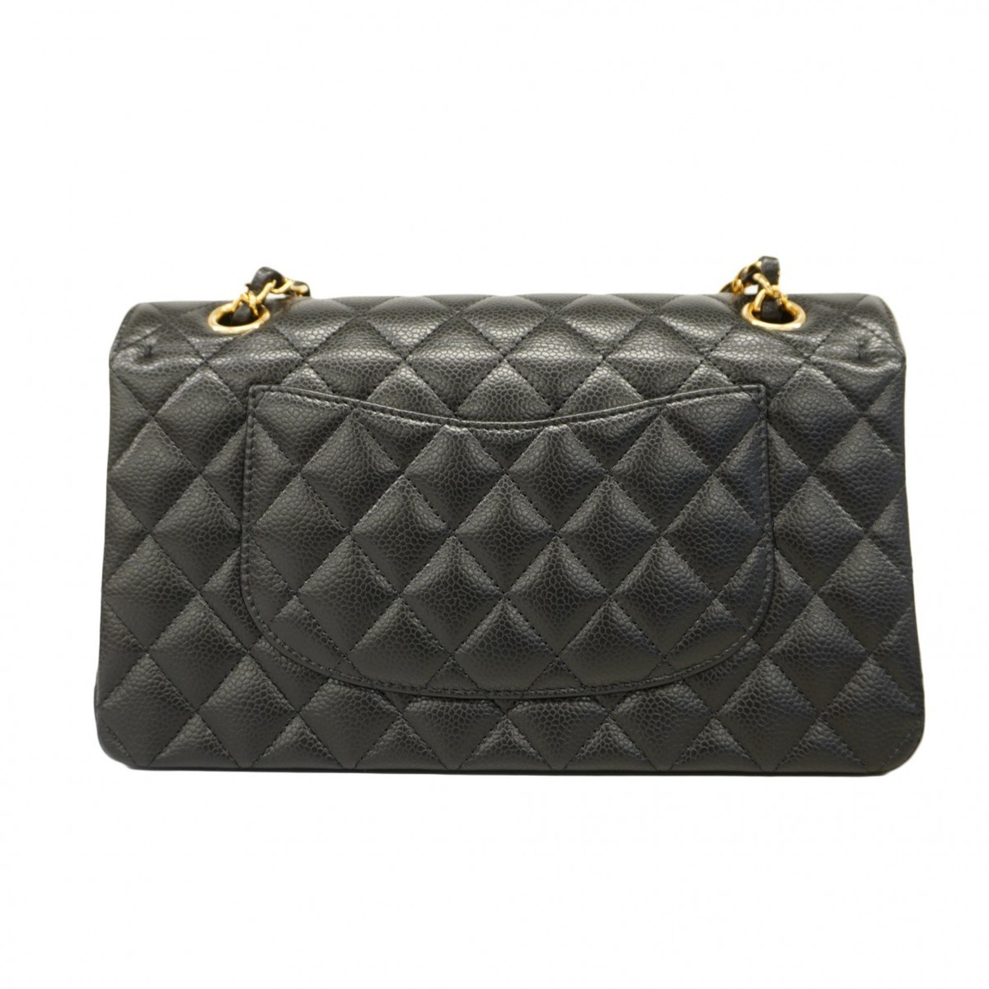 Chanel Shoulder Bag Matelasse Caviar Skin Black Women's