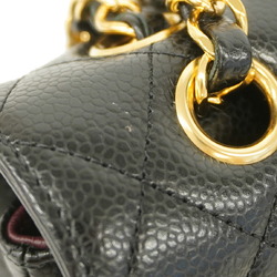 Chanel Shoulder Bag Matelasse Caviar Skin Black Women's