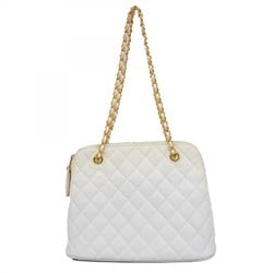 Chanel Shoulder Bag Matelasse Caviar Skin White Women's