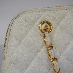 Chanel Shoulder Bag Matelasse Caviar Skin White Women's