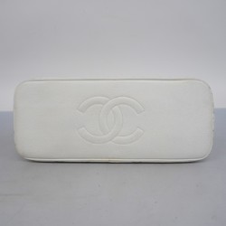 Chanel Shoulder Bag Matelasse Caviar Skin White Women's